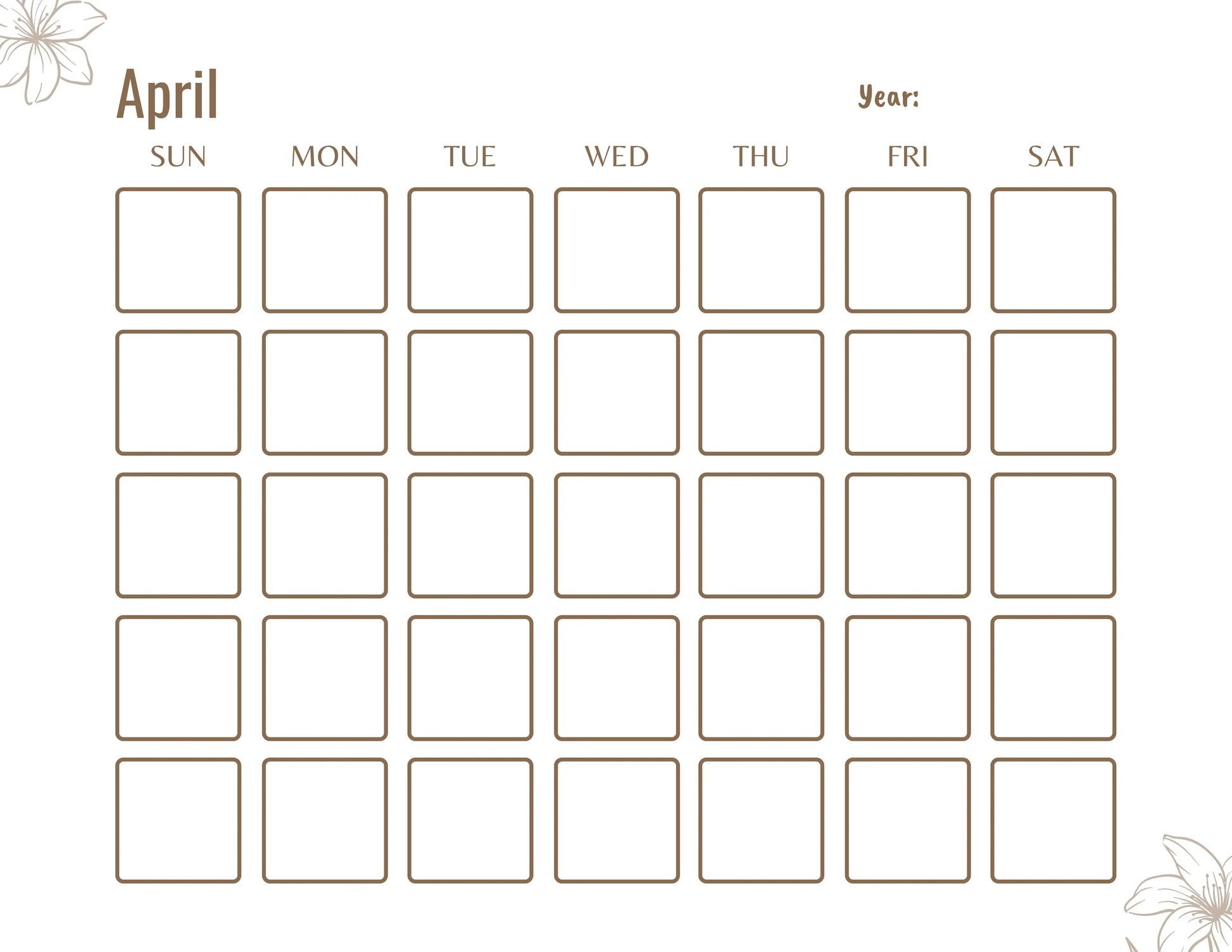 Blank Monthly Calendar KDP Planner - CraftNest - Digital Crafting and Art