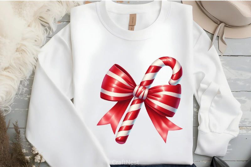 Candy Cane Bow Clipart Bundle - CraftNest - Digital Crafting and Art