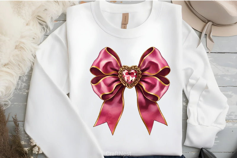 Pink Gem Bow Clipart Bundle - CraftNest - Digital Crafting and Art