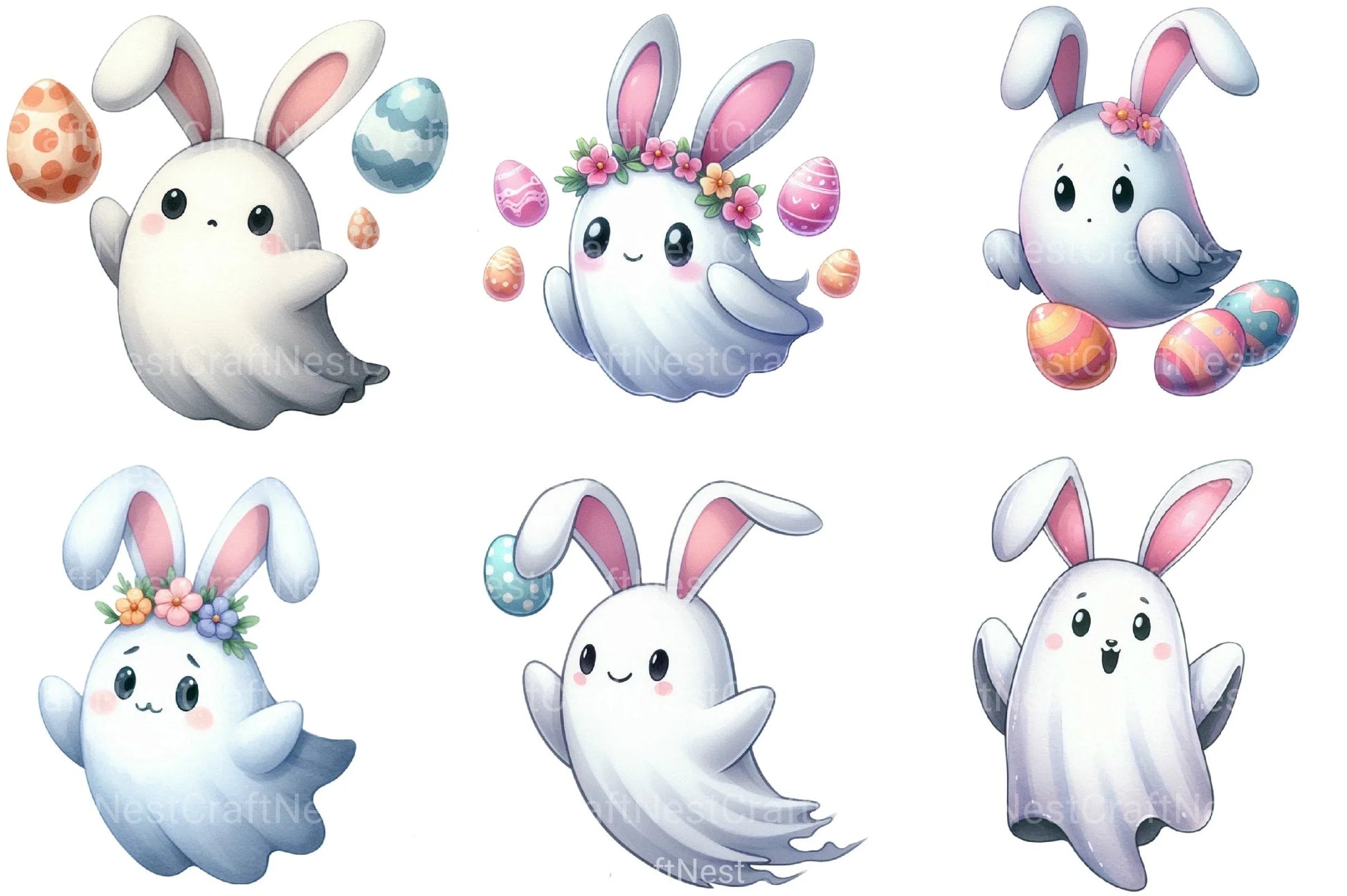 Easter Cute Ghost Clipart Bundle - CraftNest - Digital Crafting and Art