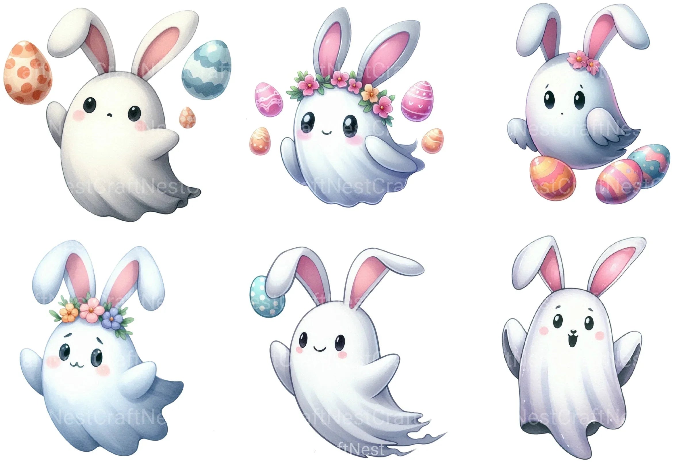 Easter Cute Ghost Clipart Bundle - CraftNest - Digital Crafting and Art