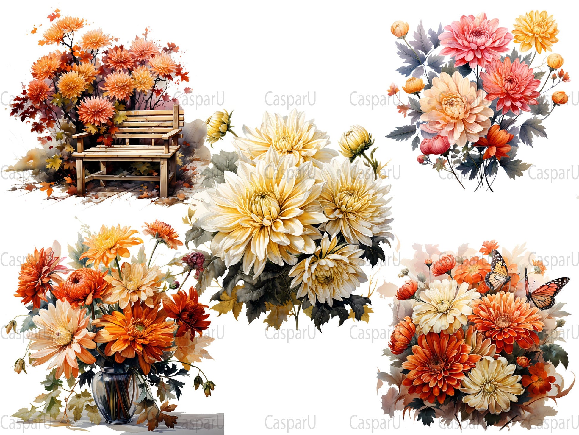 Chrysanthemum Bloom Clipart - CraftNest
