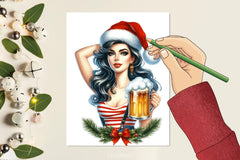 Christmas Pin Up Girls Beer Mug Clipart Bundle - CraftNest - Digital Crafting and Art