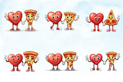 Heart & Pizza Valentine Clipart Bundle - CraftNest - Digital Crafting and Art