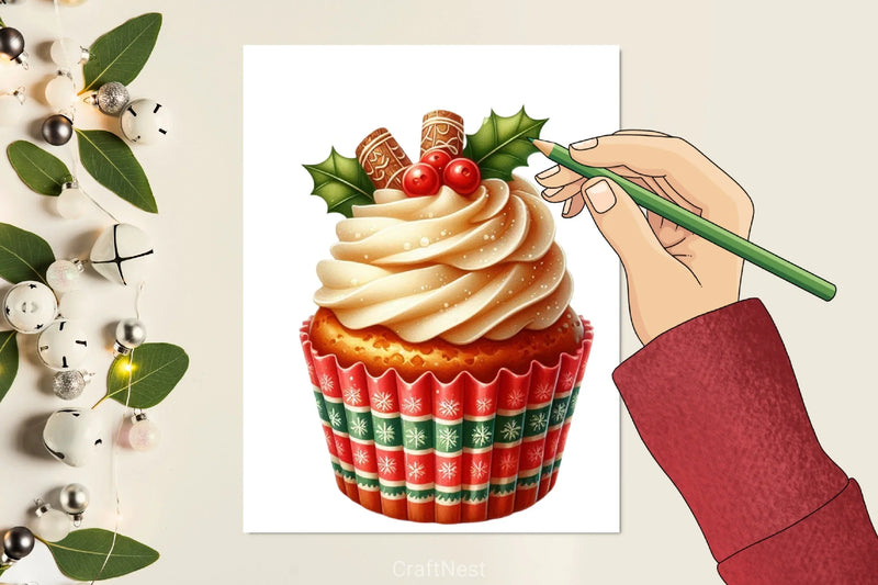 Christmas Cupcakes Clipart Bundle 1 - CraftNest - Digital Crafting and Art