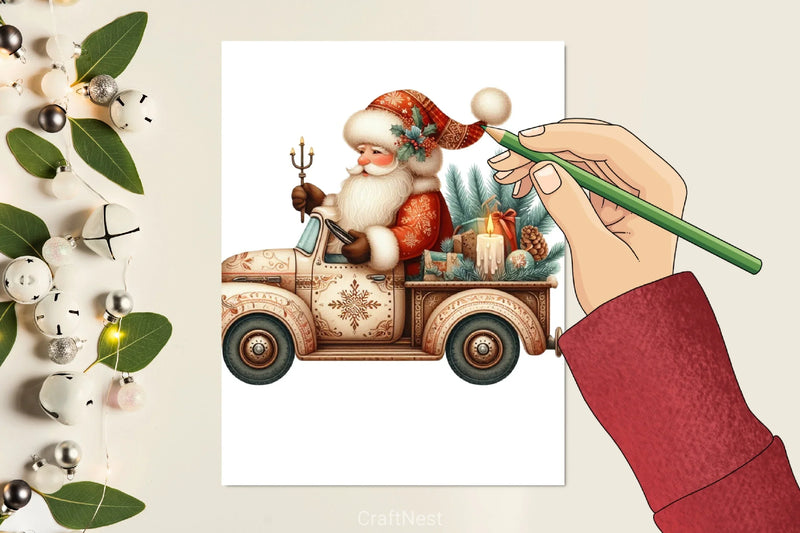 Santa Truck Christmas Clipart Bundle - CraftNest - Digital Crafting and Art