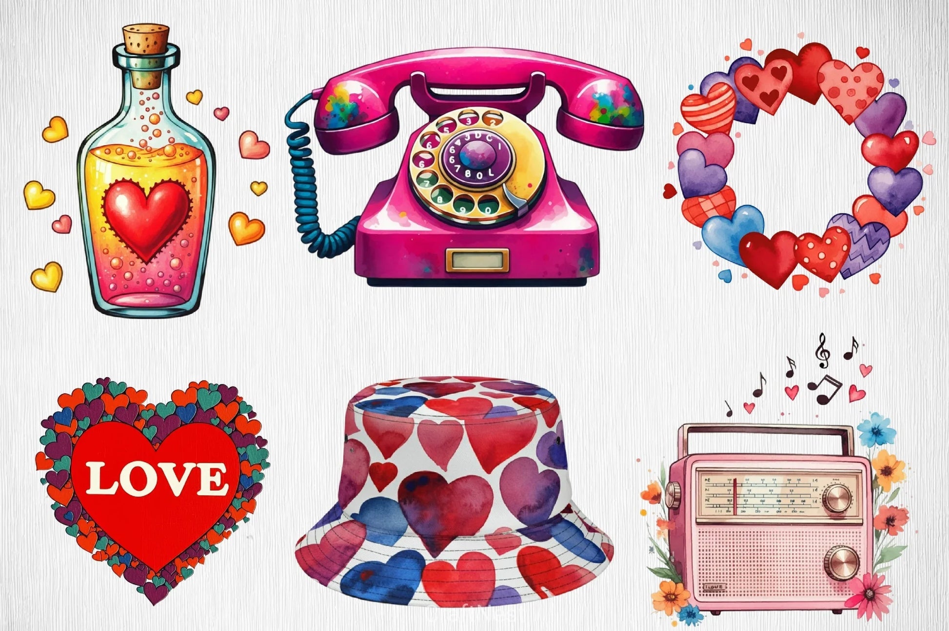 Retro Valentine Clipart Bundle 2 - CraftNest - Digital Crafting and Art