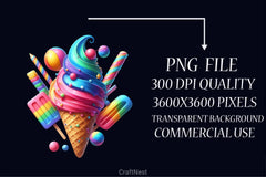 Ice Cream Clipart Bundle 2 - CraftNest - Digital Crafting and Art