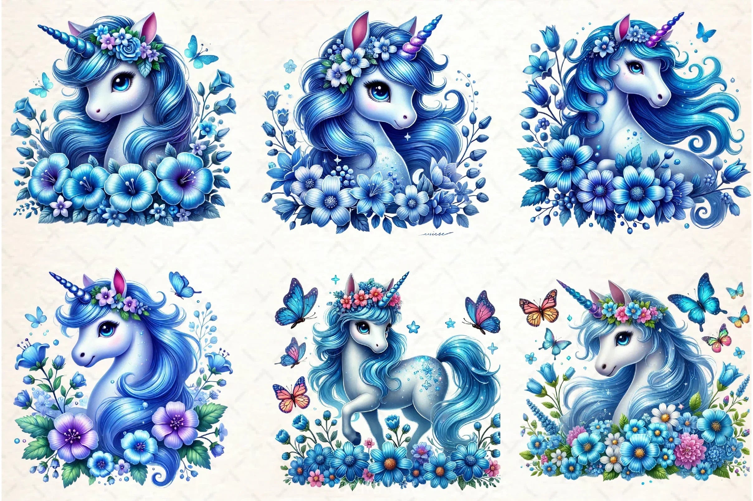 Flower Unicorn Clipart Bundle - CraftNest - Digital Crafting and Art
