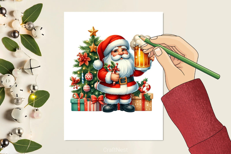 Christmas Santa Beer Mug Clipart Bundle - CraftNest - Digital Crafting and Art