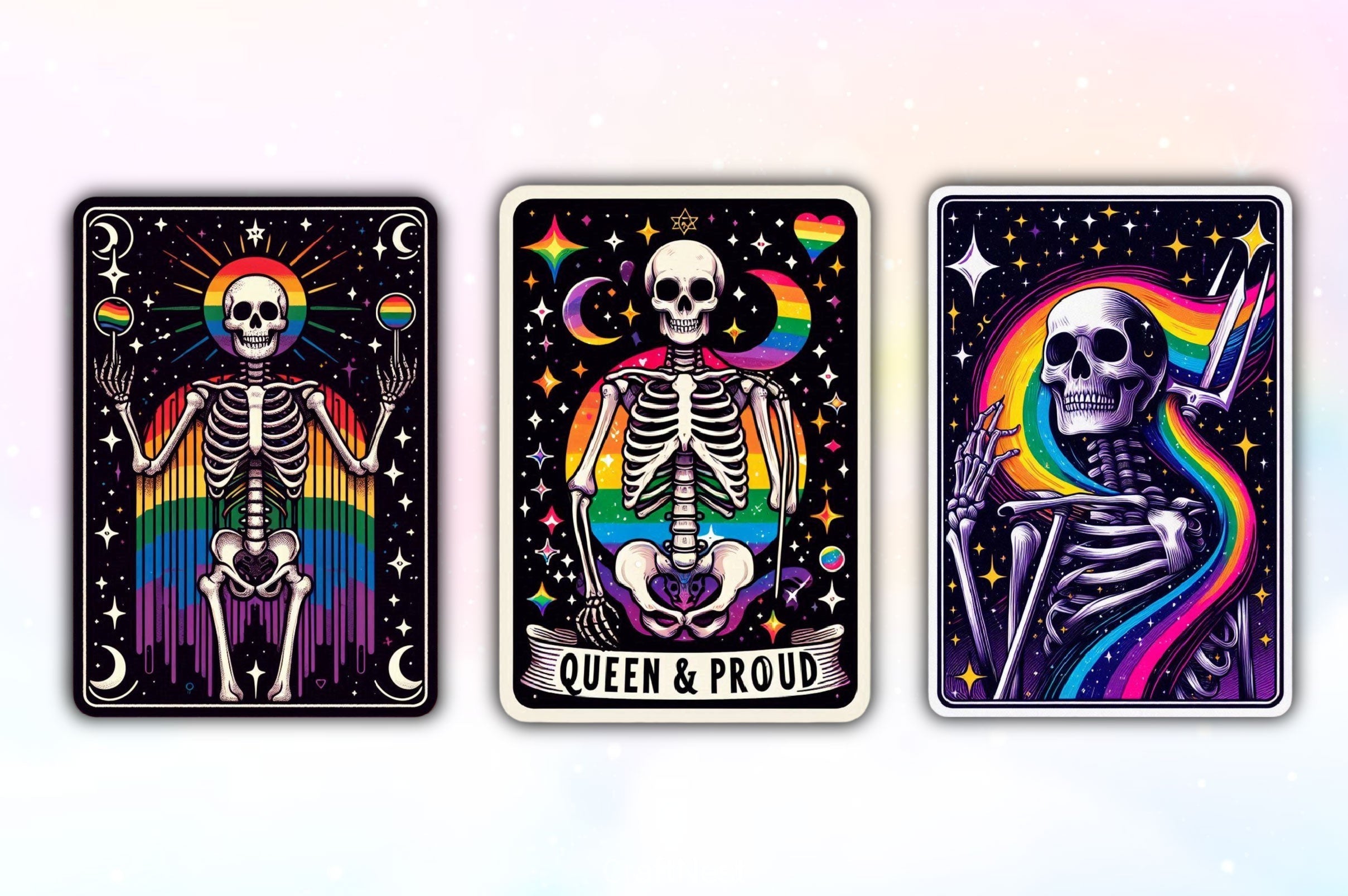 LGBTQ Pride Skeleton Tarot Card Clipart Bundle