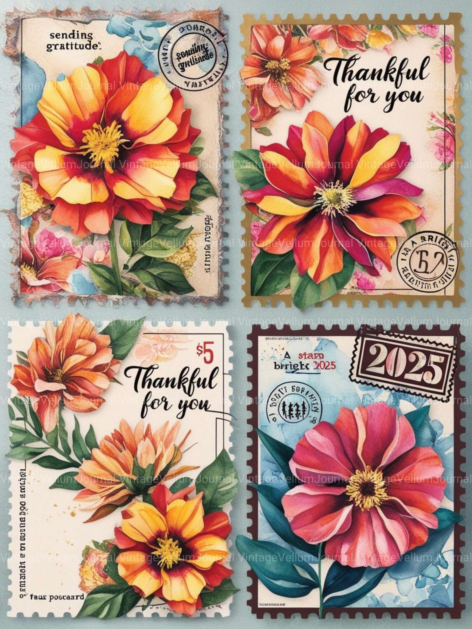 Gratitude Bloom Junk Journal Pages - CraftNest - Digital Crafting and Art
