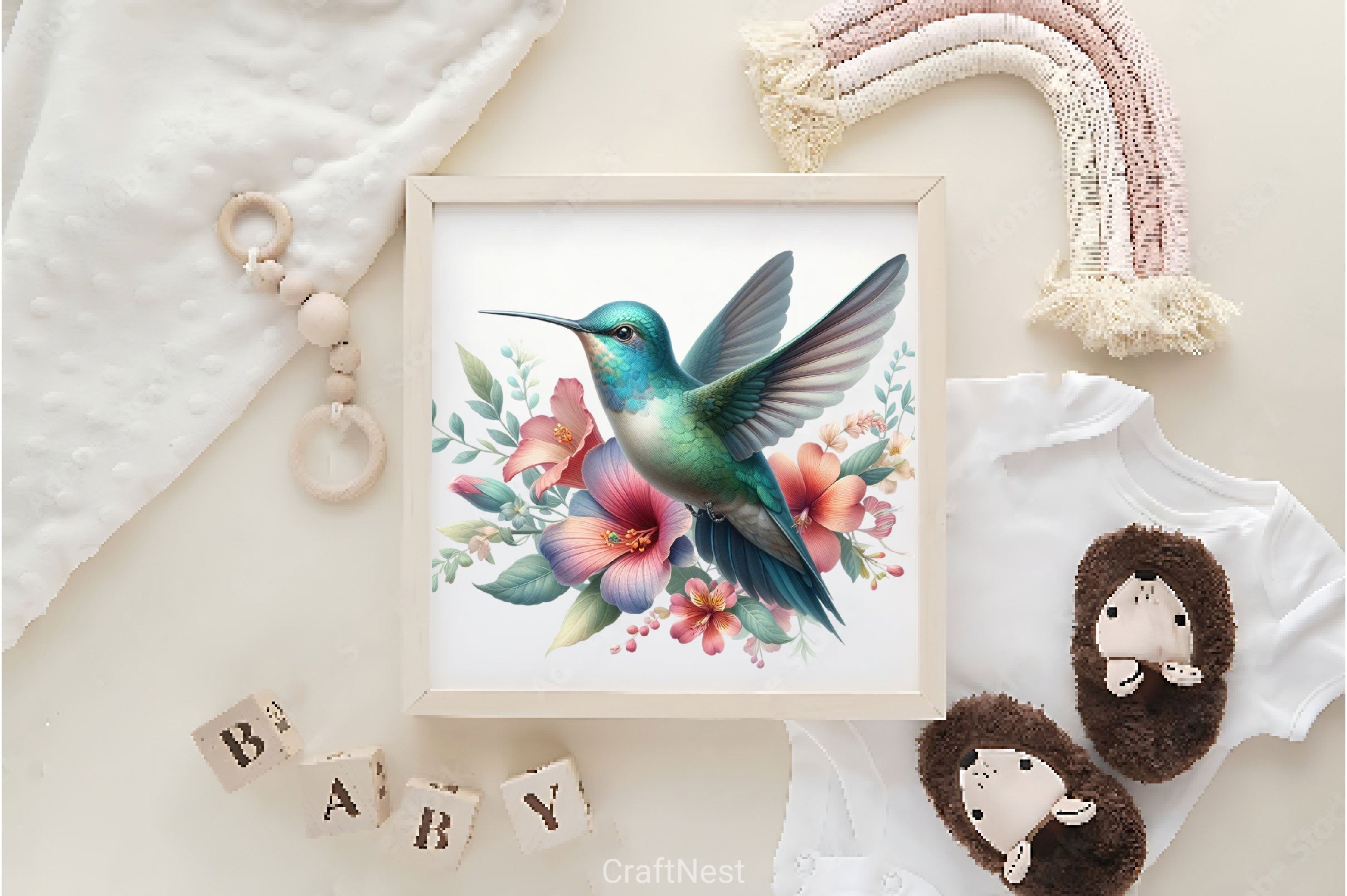 Flower Hummingbird Clipart Bundle