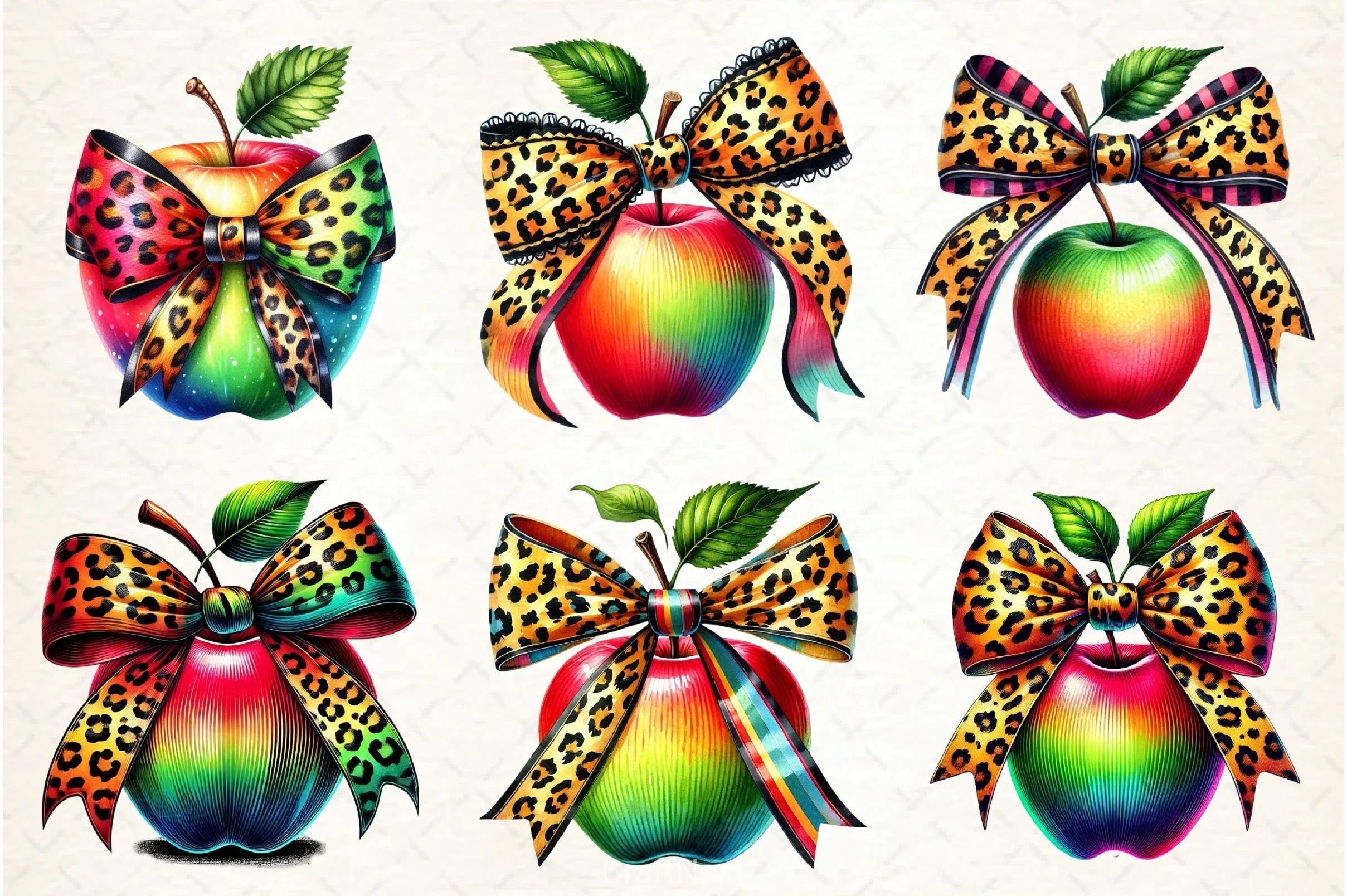 Leopard Apple Bow Clipart Bundle - CraftNest - Digital Crafting and Art