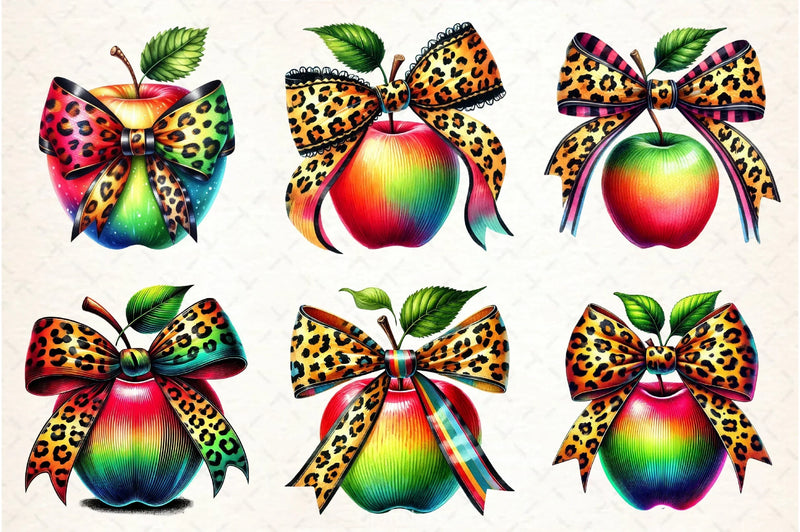 Leopard Apple Bow Clipart Bundle - CraftNest - Digital Crafting and Art