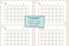 Blank Monthly Calendar KDP Planner - CraftNest - Digital Crafting and Art