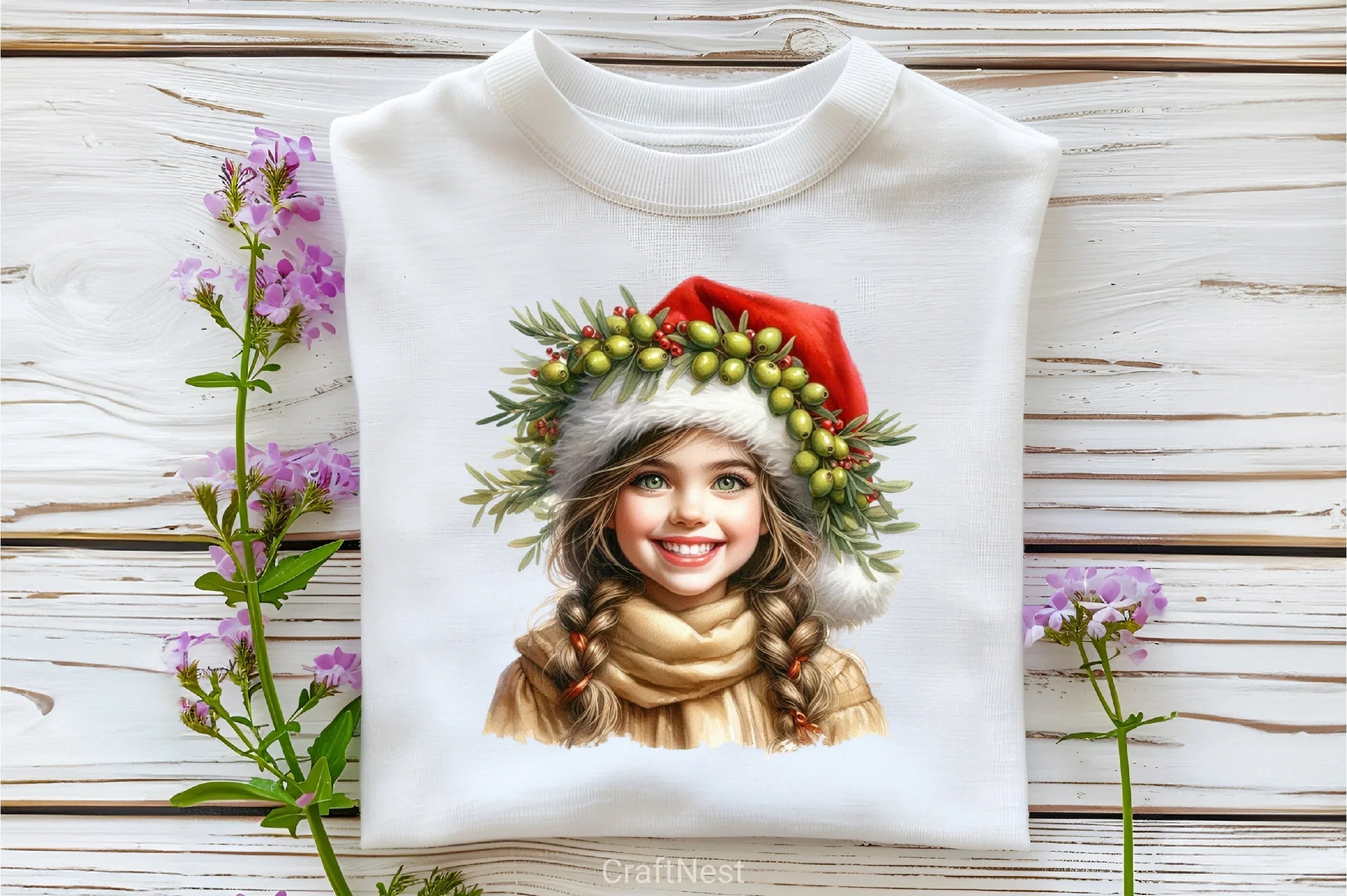 Olive Rustic Christmas Girl Clipart Bundle - CraftNest - Digital Crafting and Art