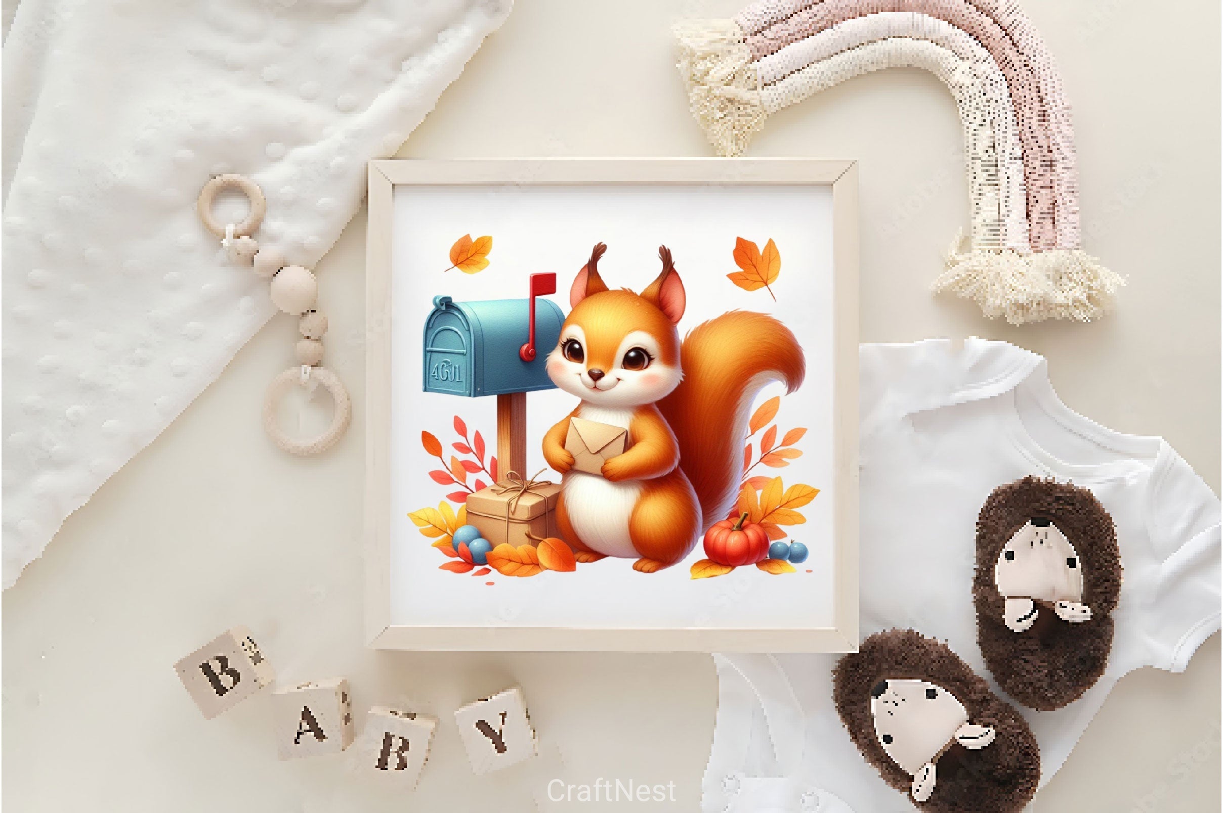 Autumn Squirrel With Mailbox Clipart Bundle 2
