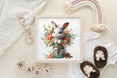 Easter Bunny Flowers Clipart Bundle - CraftNest - Digital Crafting and Art