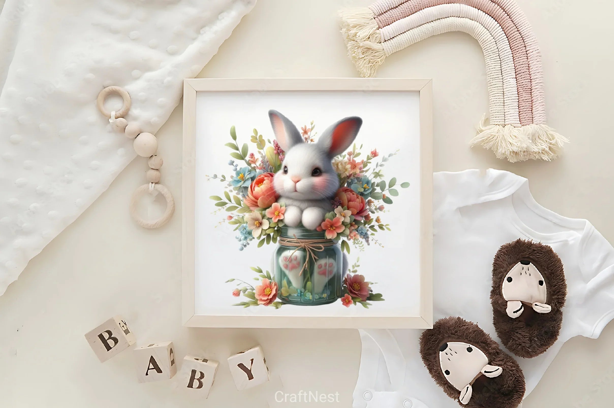 Easter Bunny Flowers Clipart Bundle - CraftNest - Digital Crafting and Art