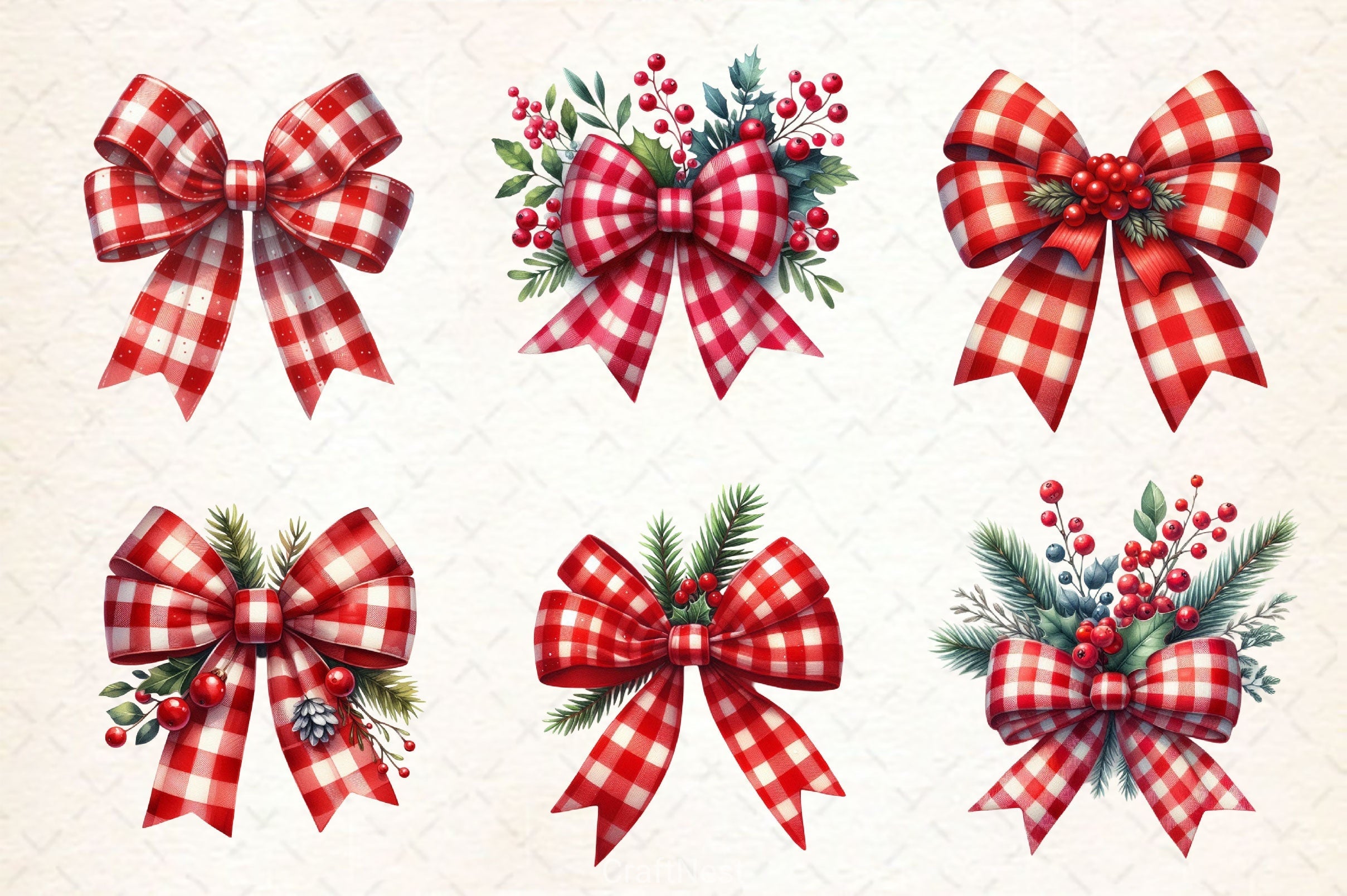 Christmas Bow Clipart Bundle 4