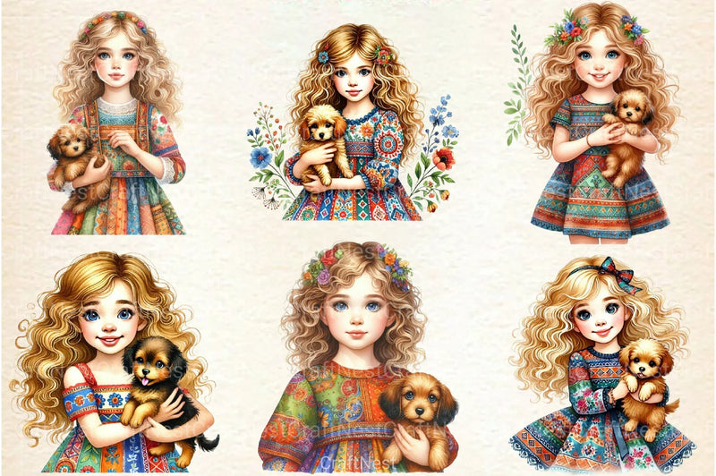Caucasian Girls Clipart Bundle - CraftNest - Digital Crafting and Art