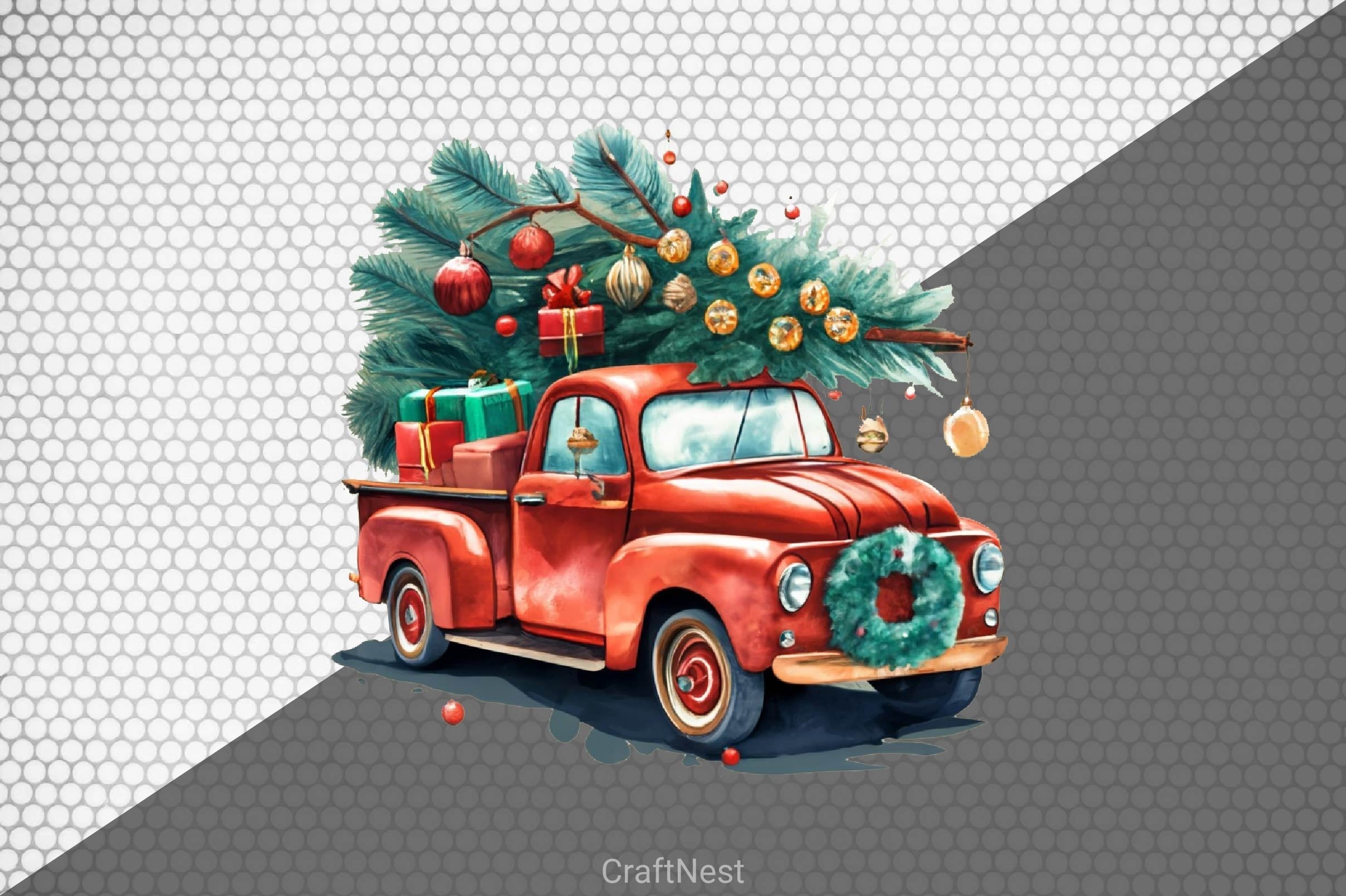 Christmas Truck & Tree Clipart Bundle 2