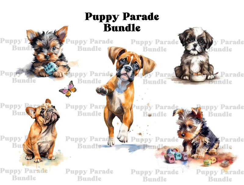 Puppy Parade Clipart - CraftNest