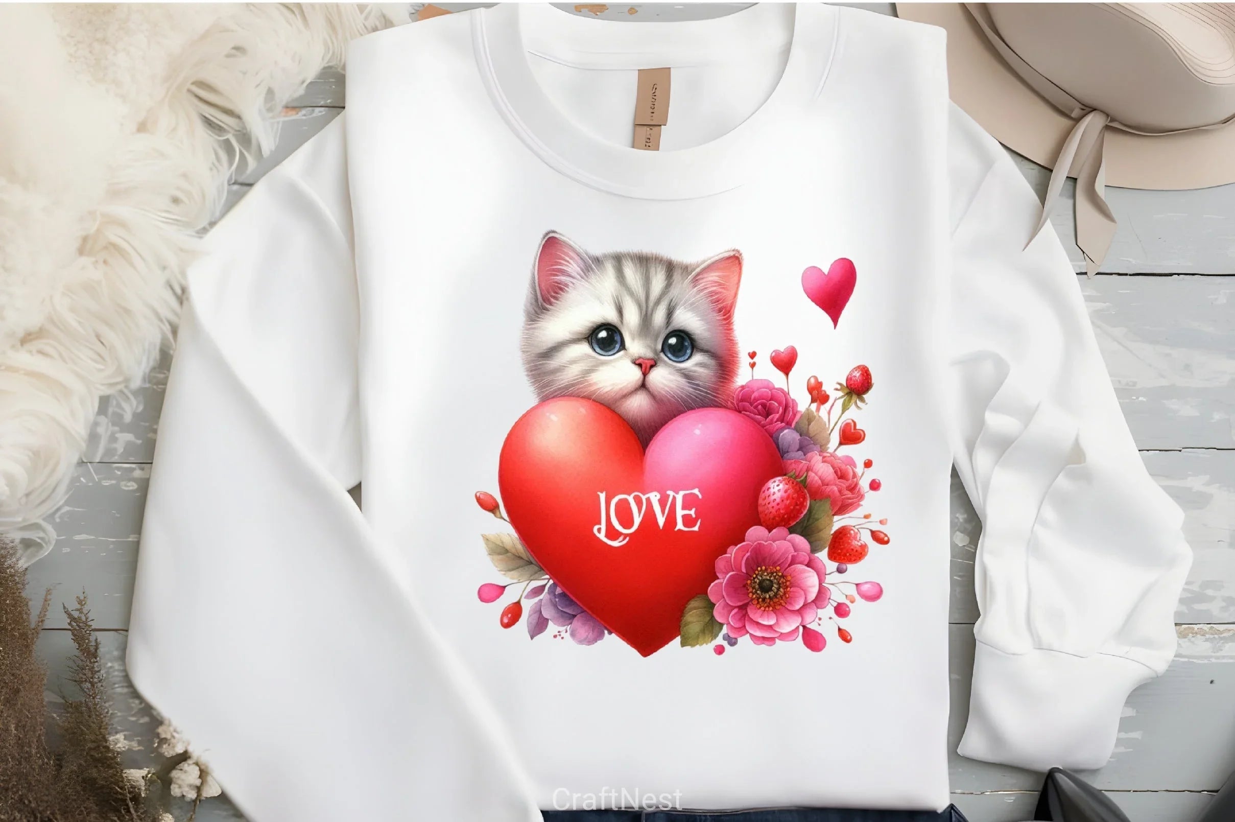 Cat Peeking Valentine Clipart Bundle - CraftNest - Digital Crafting and Art