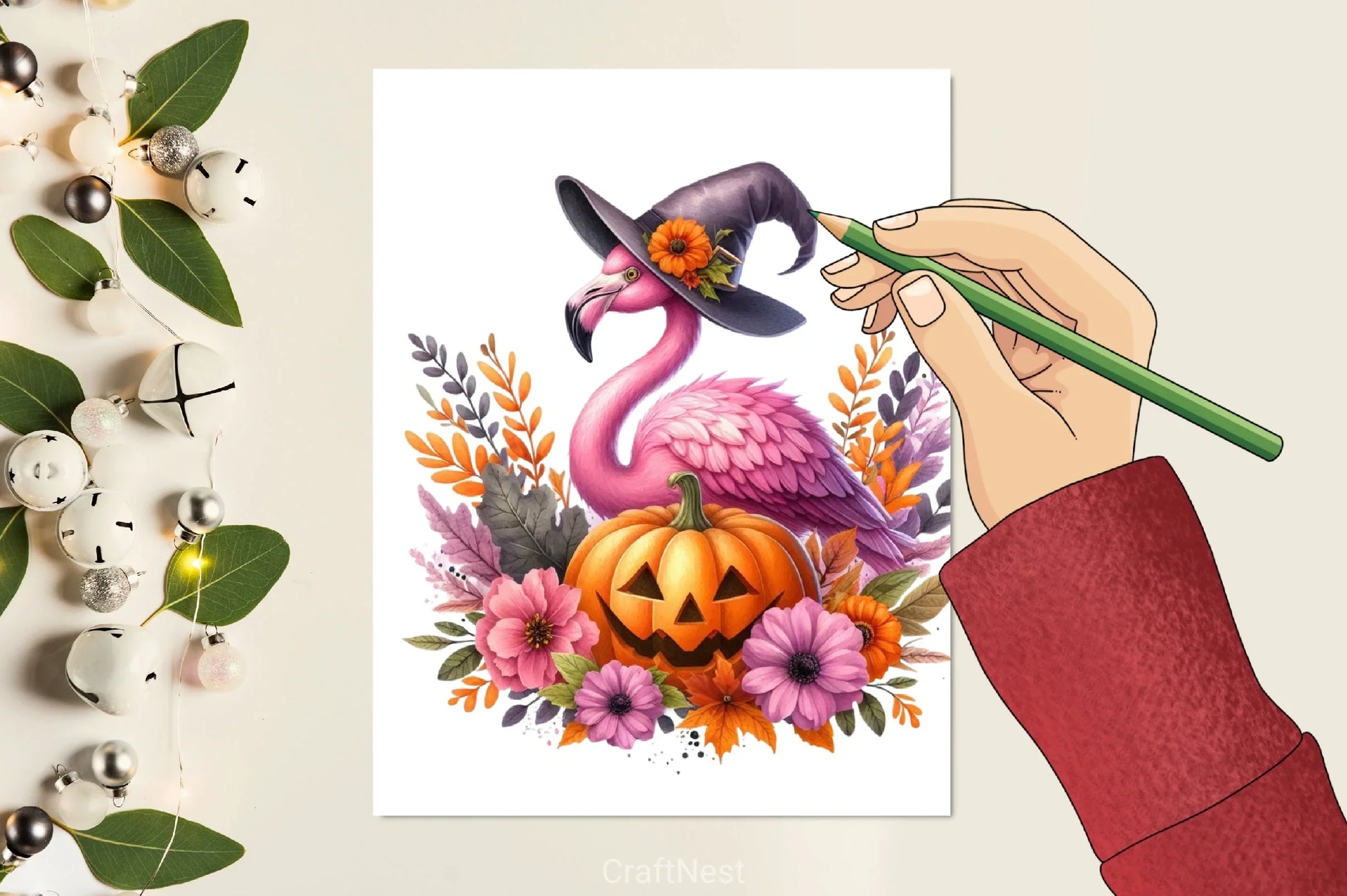 Witch Hat Flamingo Clipart Bundle - CraftNest - Digital Crafting and Art