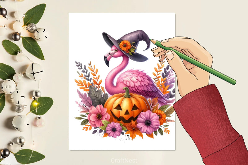 Witch Hat Flamingo Clipart Bundle - CraftNest - Digital Crafting and Art