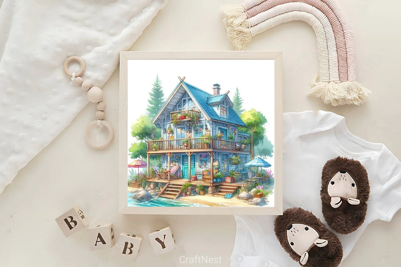 Beach Houses Clipart Bundle - CraftNest - Digital Crafting and Art