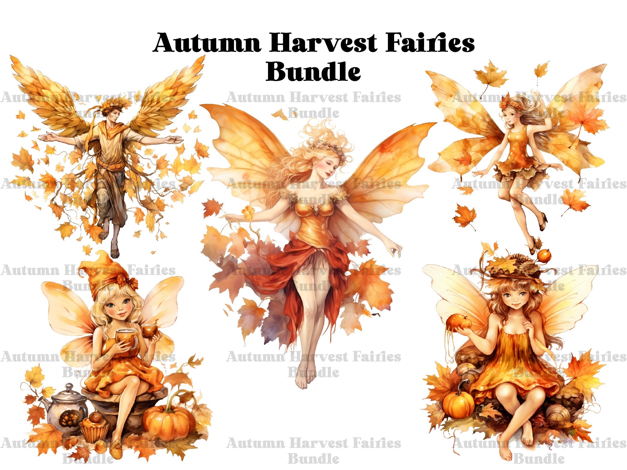 Autumn Harvest Fairies Clipart - CraftNest