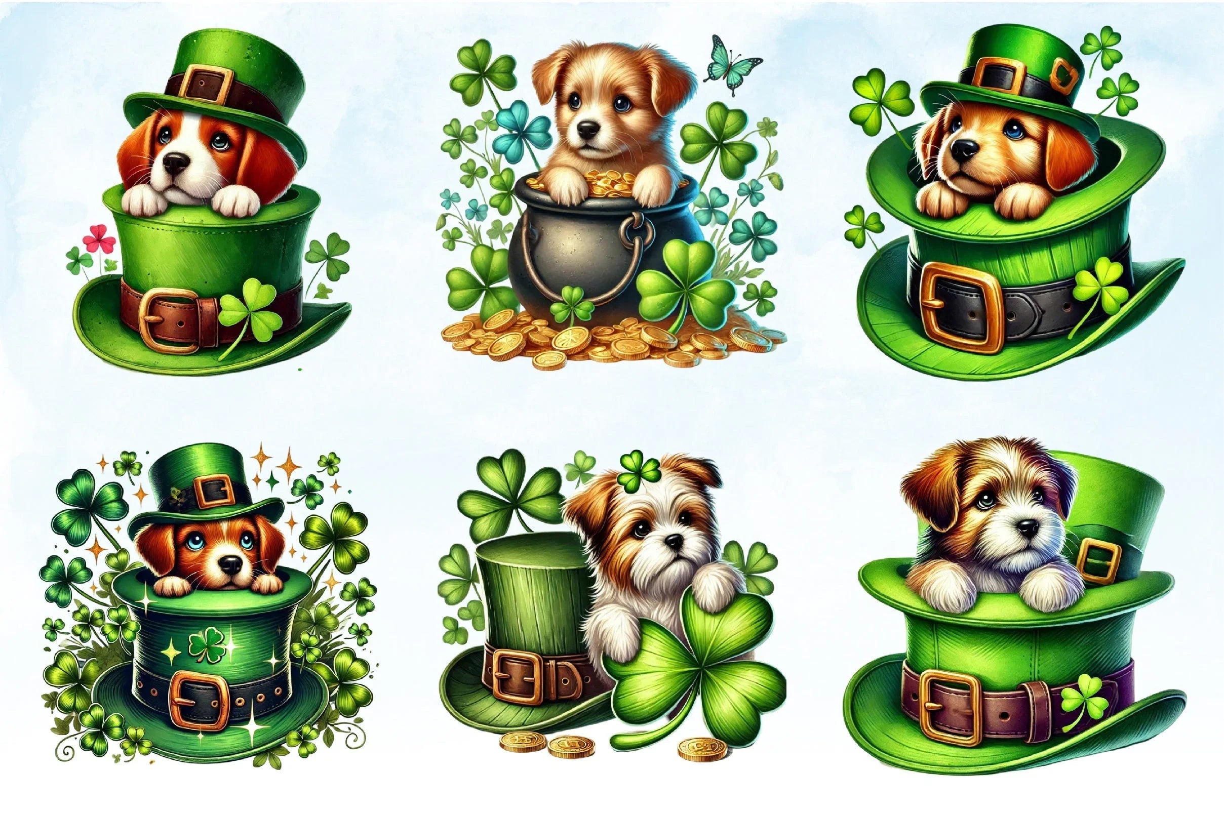 St Patrick's Day Peeking Dogs Clipart Bundle - CraftNest - Digital Crafting and Art