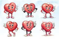 Funny Retro Heart Valentine Clipart Bundle - CraftNest - Digital Crafting and Art