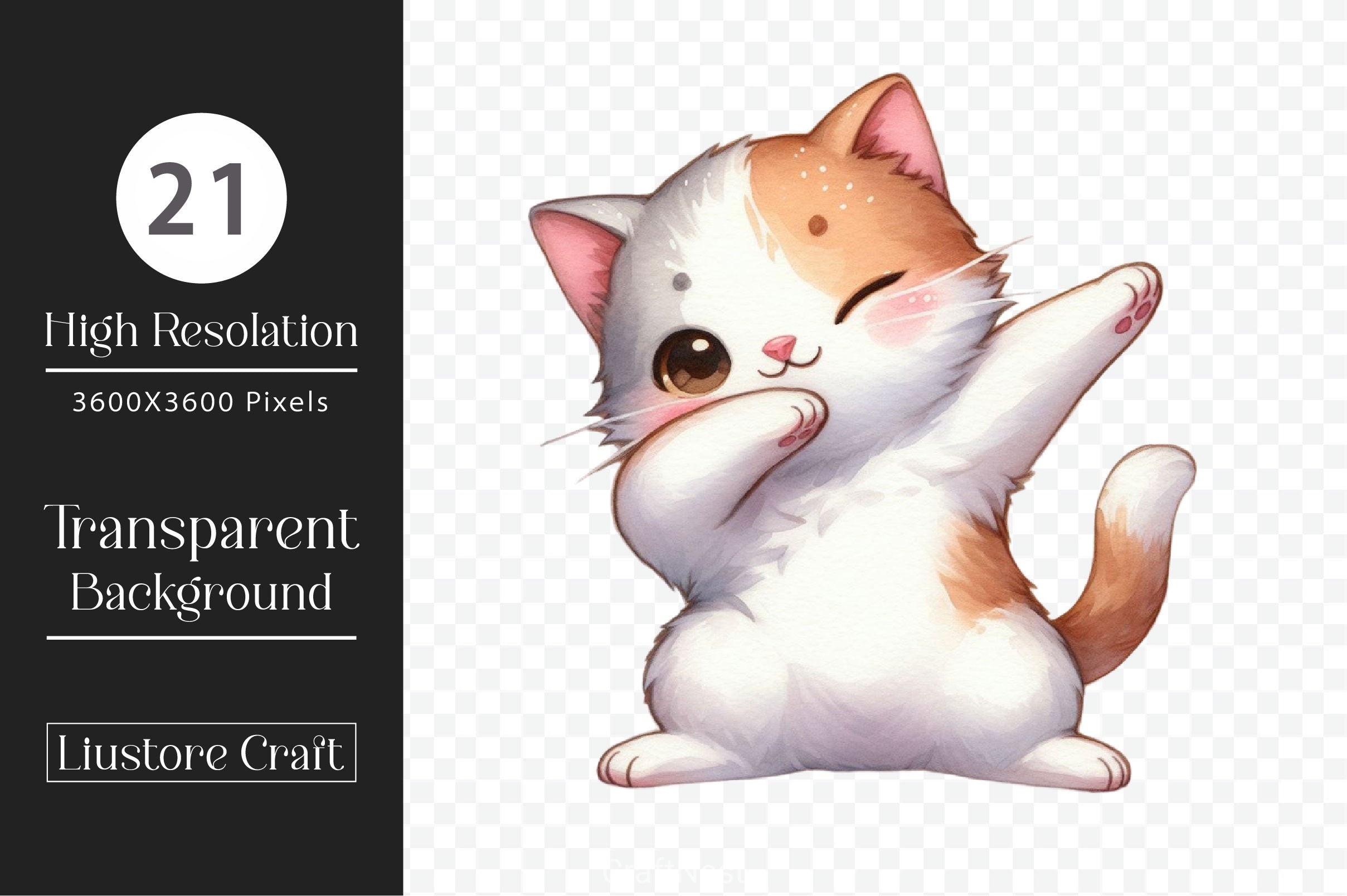 Funny Dabbing Cats Clipart Bundle