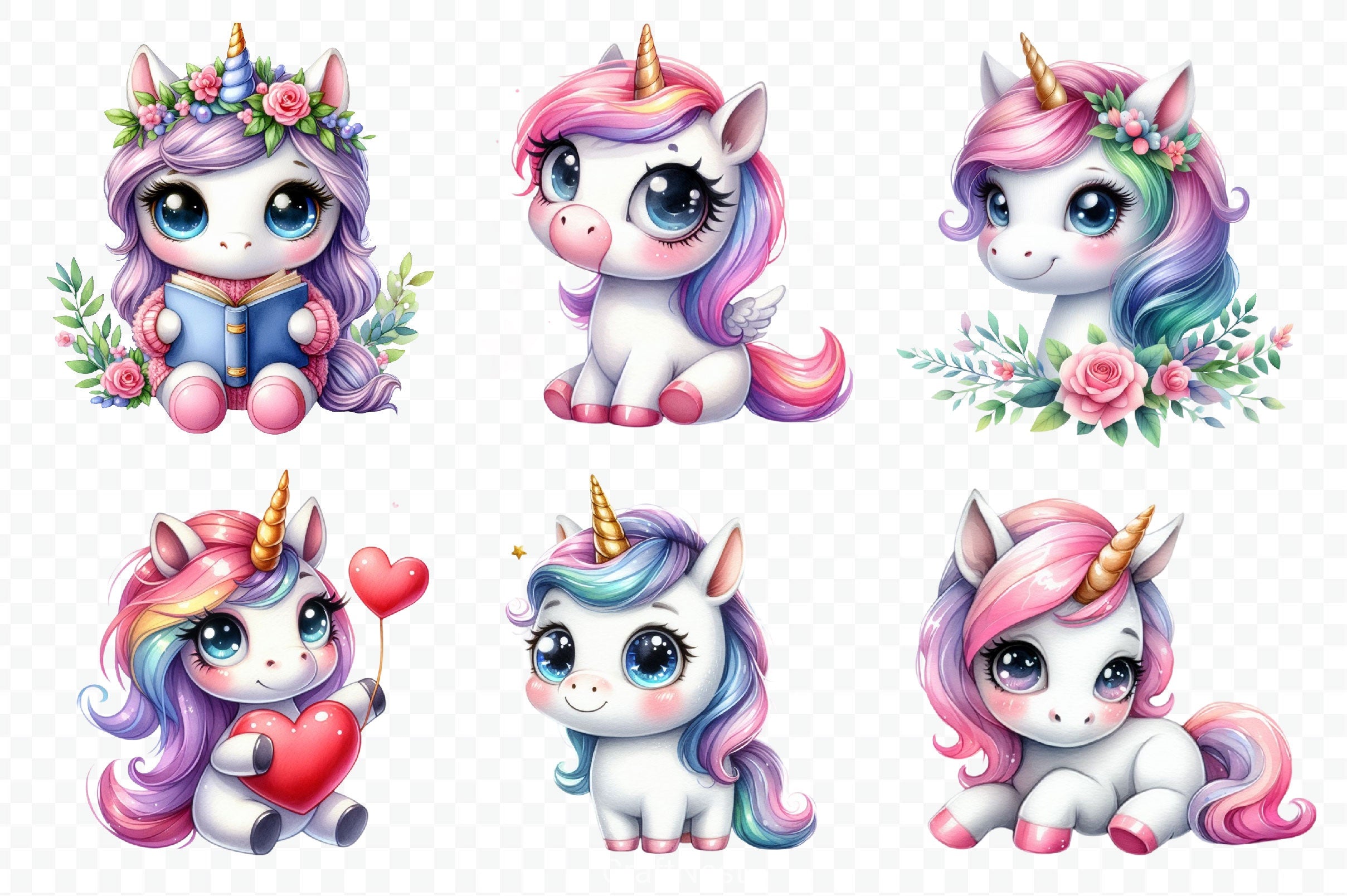 Cute Unicorn Clipart Bundle 14