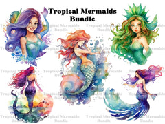 Tropical Mermaids Clipart - CraftNest