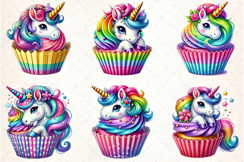 Unicorn Cupcake Clipart Bundle - CraftNest - Digital Crafting and Art