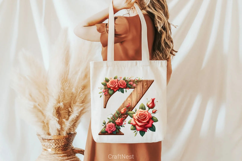 Wood Alphabet Rose Clipart Bundle 2 - CraftNest - Digital Crafting and Art