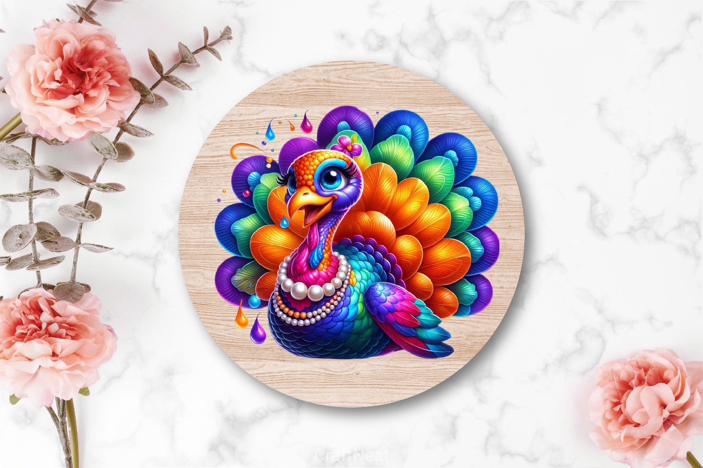 Funny Colorful Coquette Turkey Clipart Bundle 1