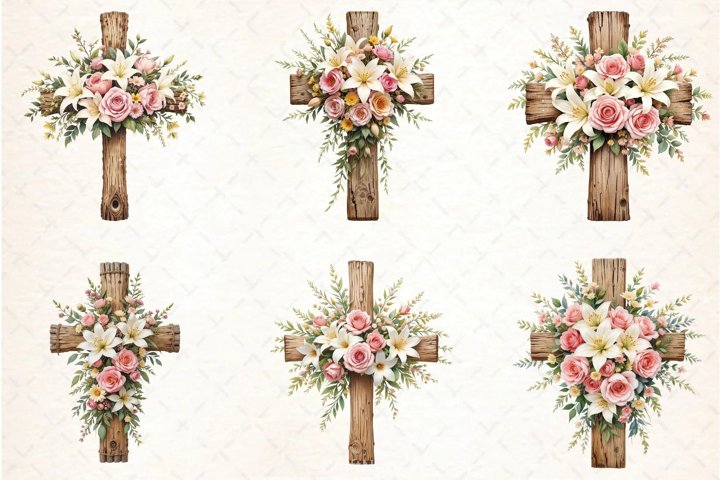 Floral Cross Clipart Bundle 2 - CraftNest - Digital Crafting and Art