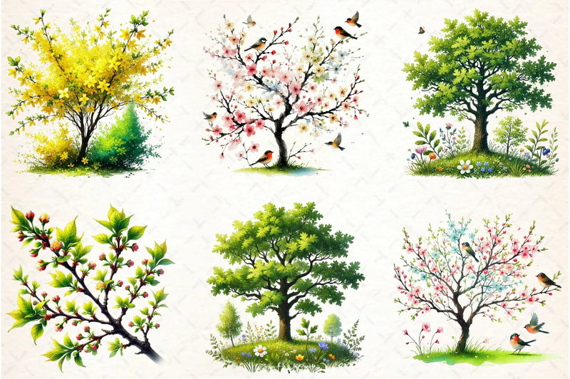 Pastel Spring Trees Clipart Bundle 2 - CraftNest - Digital Crafting and Art