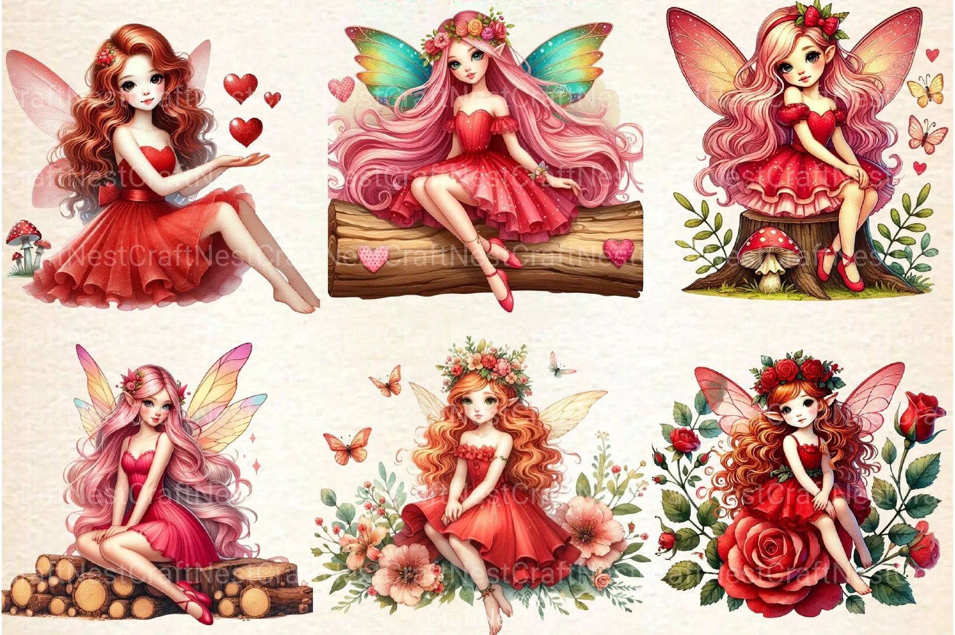 Valentine's Fairy Girl Clipart Bundle - CraftNest - Digital Crafting and Art
