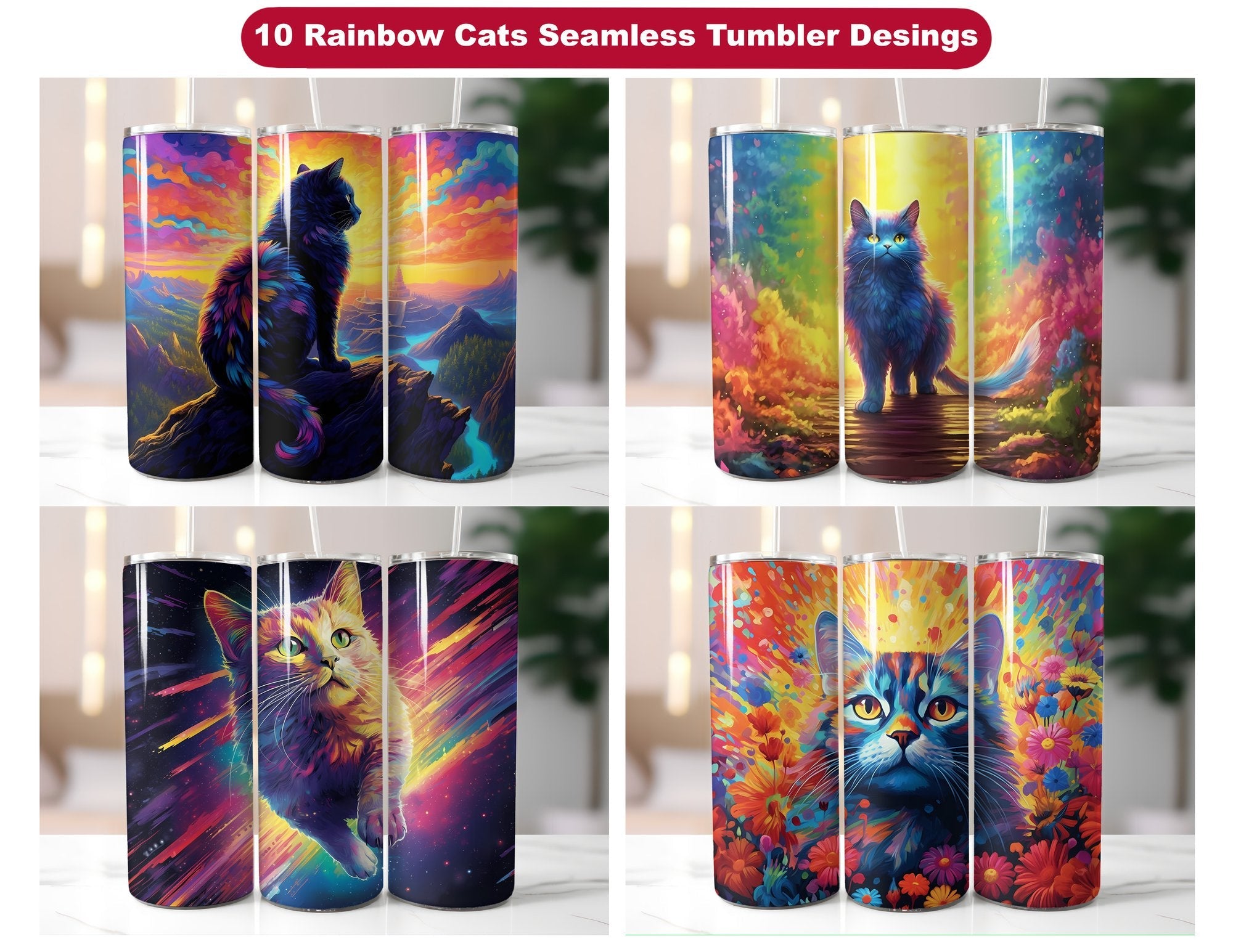 Rainbow Cats 2 Tumbler Wrap - CraftNest