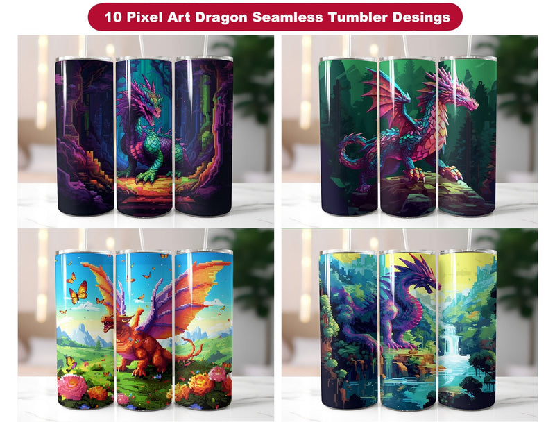 Pixel Art Dragon Tumbler Wrap - CraftNest