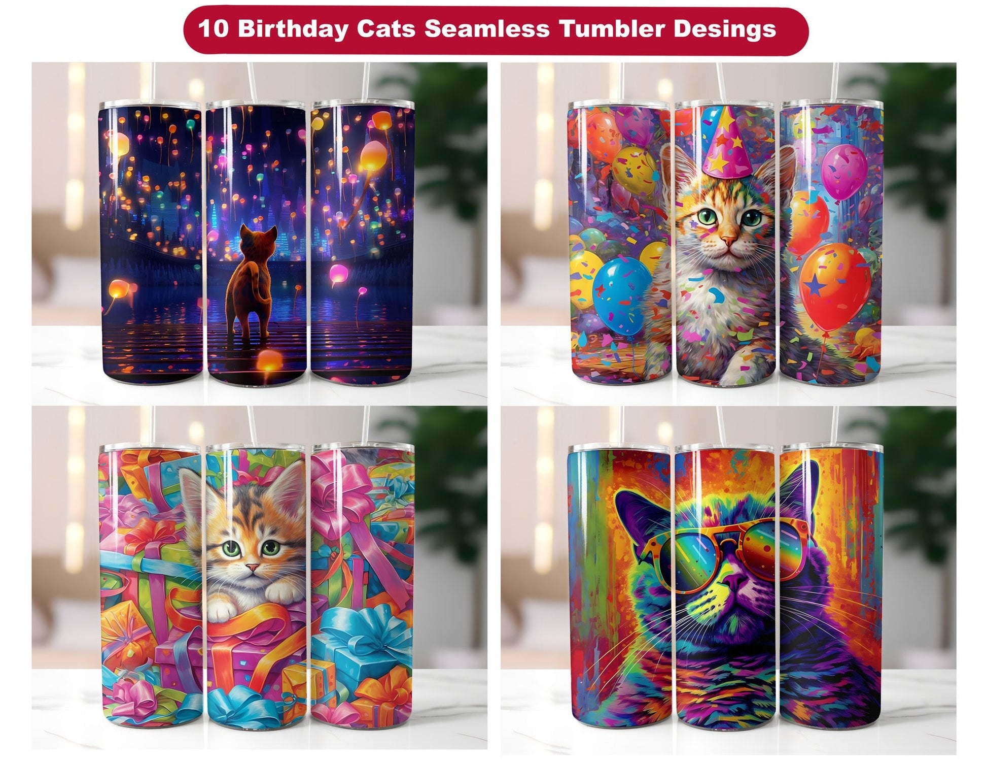 Birthday Cats Tumbler Wrap - CraftNest