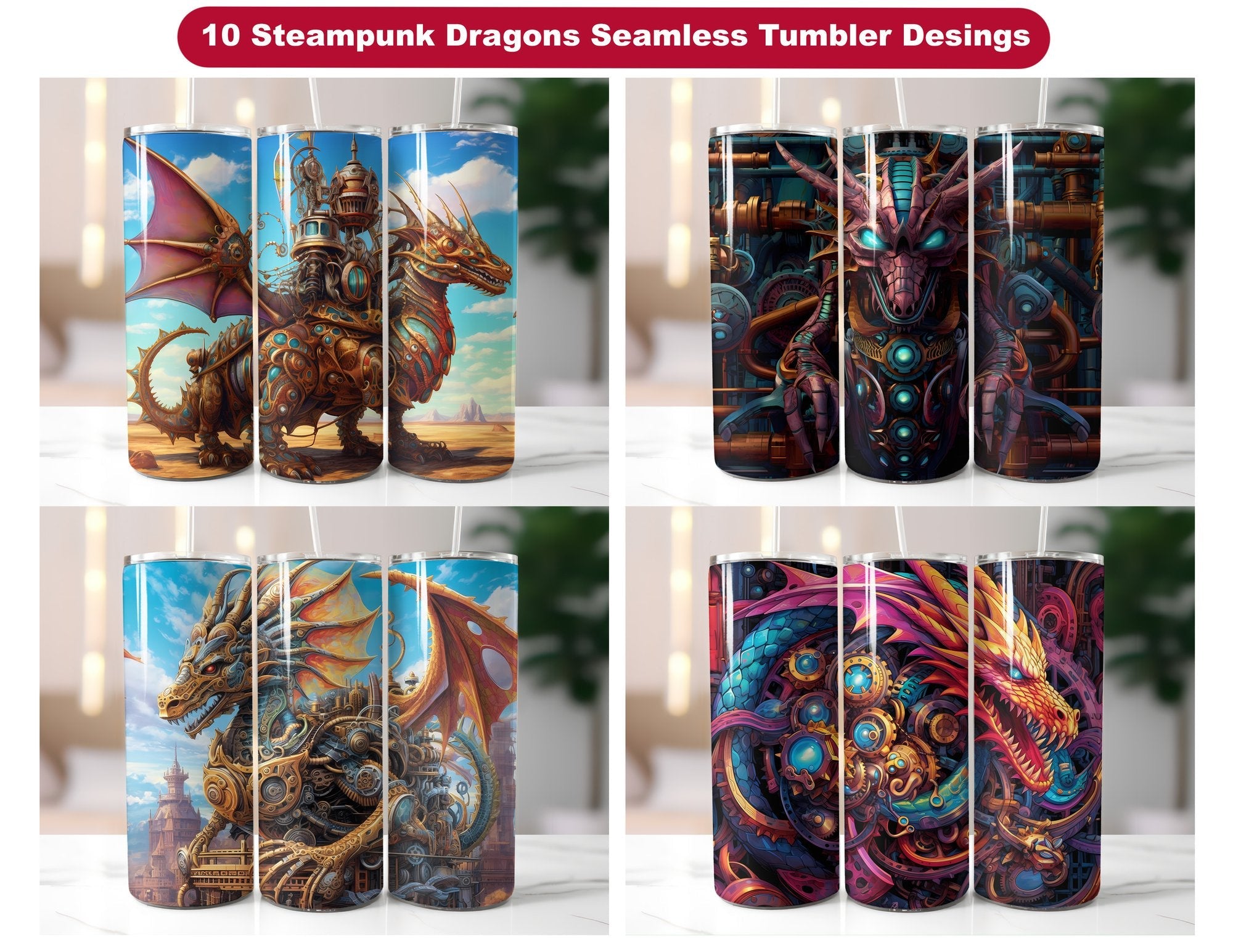 Steampunk Dragons Tumbler Wrap - CraftNest