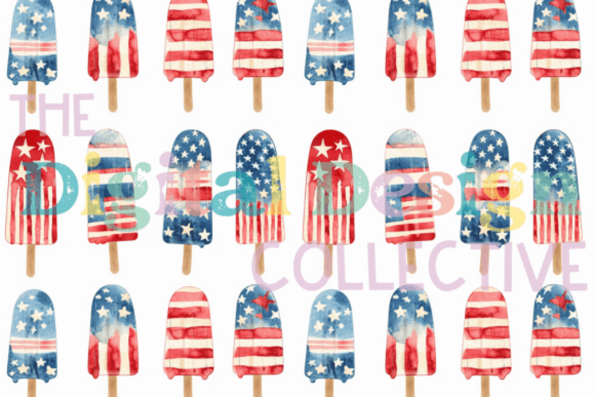 4th of July Popsicles Seamless Digital Paper - CraftNest - Digital Crafting and Art