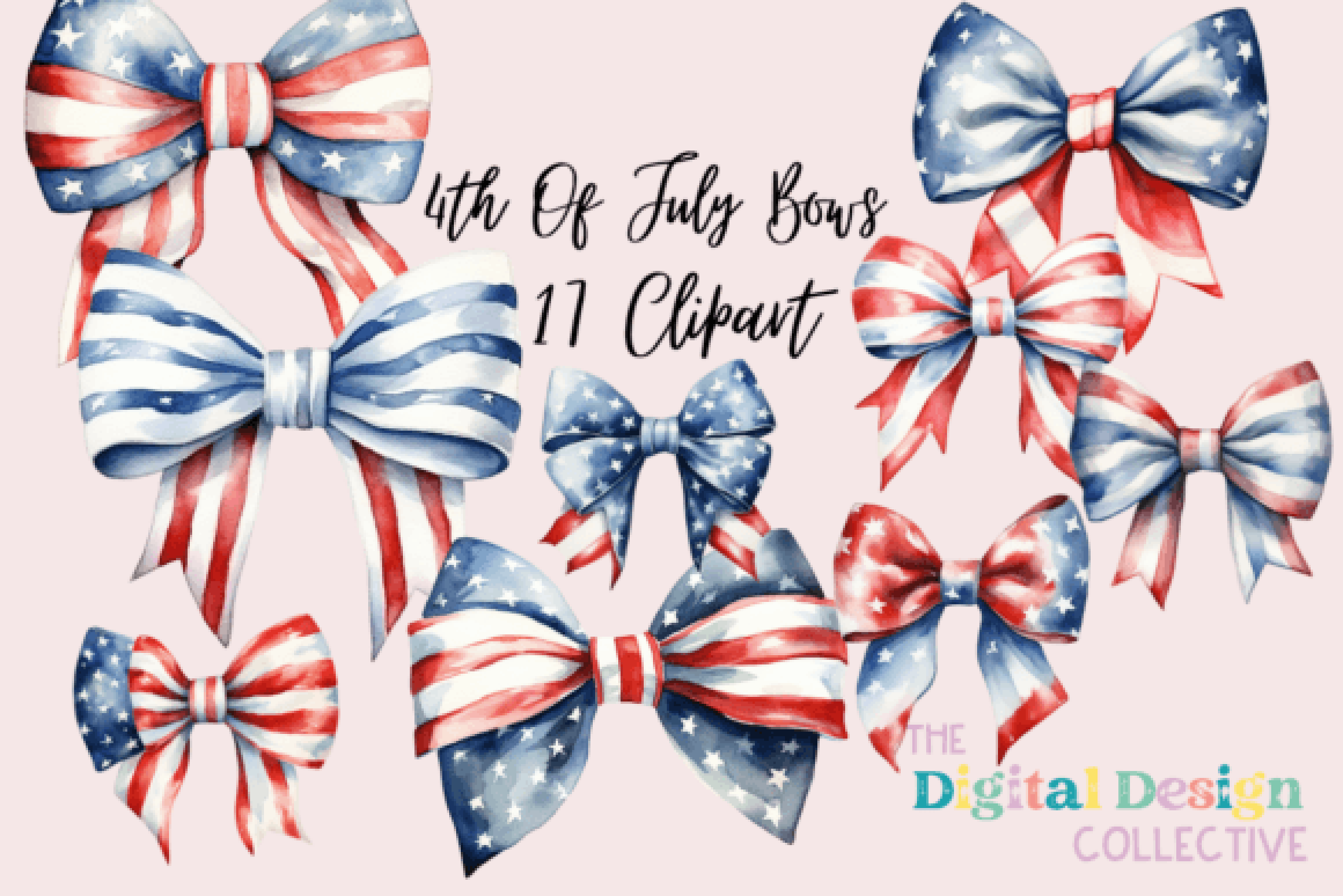 4th of July Bows Clipart Bundle
